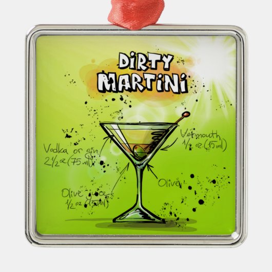 マルティニカクテルレシピ メタルオーナメント (正面)