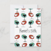 マルティニガラスデザイン誕生日またはパーティの招待状 (正面)