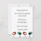 マルティニガラスデザイン誕生日またはパーティの招待状 (裏面)