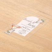 マルティニガラスハートボホフラワーズブランチ&バブーブリー アクリル招待状 (レイダウン)