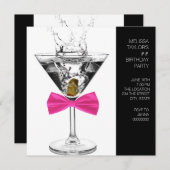 マルティニガラス女性任意の数誕生日パーティー 招待状 (正面/裏面)