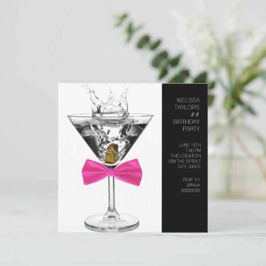マルティニガラス女性任意の数誕生日パーティー 招待状 (スタンド正面)