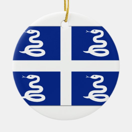 マルティニク(フランス)の旗 セラミックオーナメント (正面)