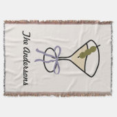 マルティニグラスシックパーソナライズされたファミリー名 スローブランケット (正面)