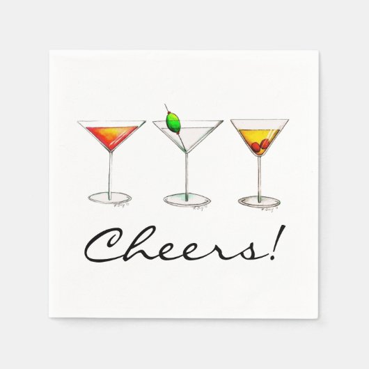 マルティニコスモマンハッタンカクテルドリンク応援 スタンダードカクテルナプキン (正面)