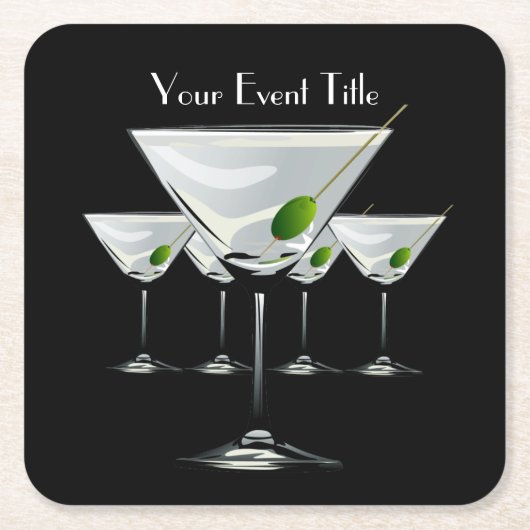 マルティニコッカトルパーティーイベントブラックコースター スクエアペーパーコースター (正面)