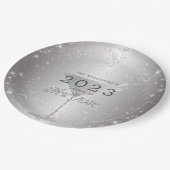 マルティニシルバーグリッターニューイヤーイブパーティー ペーパープレート (アングル)