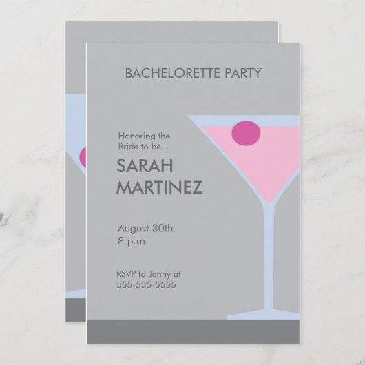 マルティニピンク花嫁を祝う……オーガス…… 招待状 (正面/裏面)