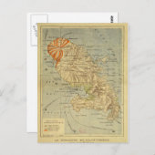 マルティニークのサンピエールの地図 ポストカード (正面/裏面)