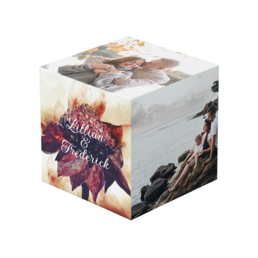 マルティニークカリブ海の花4枚の写真 フォトキューブ (正面アングル)