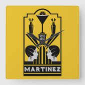 マルティネス・カクテルアールデコ スクエア壁時計 (正面)