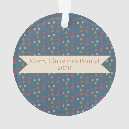 マルティプードッグメリークリスマスカスタムオーナメント オーナメント (裏面)