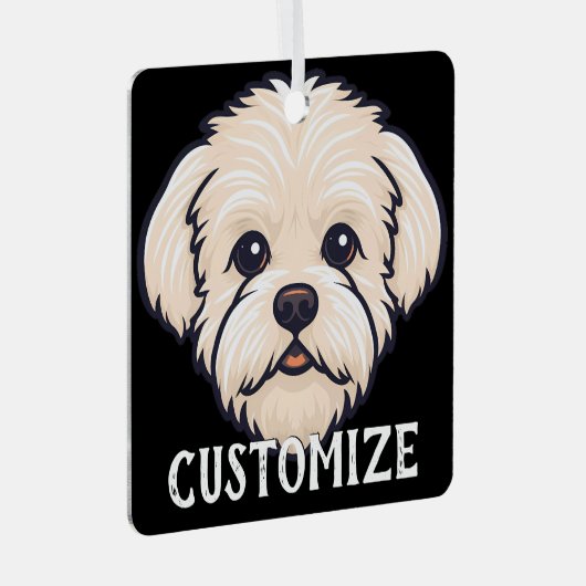 マルティプードッグ名前をカスタムするメモリアルクリスマス メタルオーナメント (正面右)