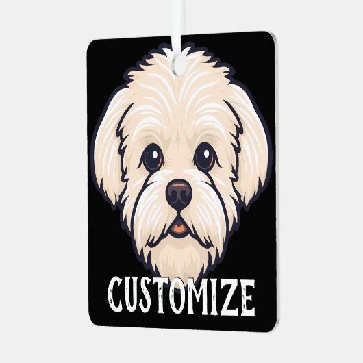 マルティプードッグ名前をカスタムするメモリアルクリスマス メタルオーナメント (正面左)