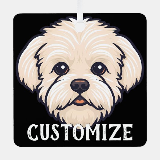 マルティプードッグ名前をカスタムするメモリアルクリスマス メタルオーナメント (正面)