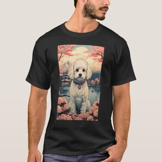 マルティポ犬日本の美的浮世絵4 Tシャツ (正面)