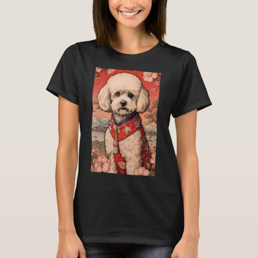 マルティポ犬日本の美的浮世絵5 Tシャツ (正面)