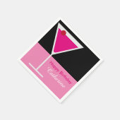 マルティモダンニカクテルピンクブラックカスタム誕生日 スタンダードカクテルナプキン (角)