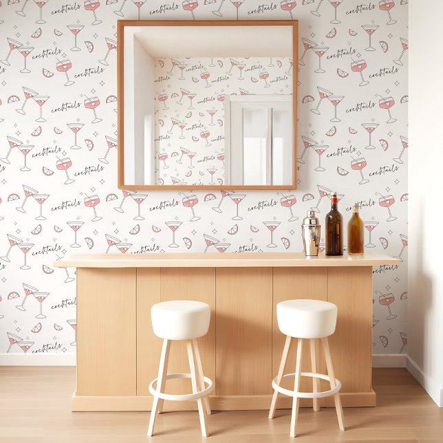 マルティモダンニミニマルカクテルレモンスライスレトロ 壁紙 (Modern Minimal Martini Cocktails Lemon Slice Retro Wallpaper)