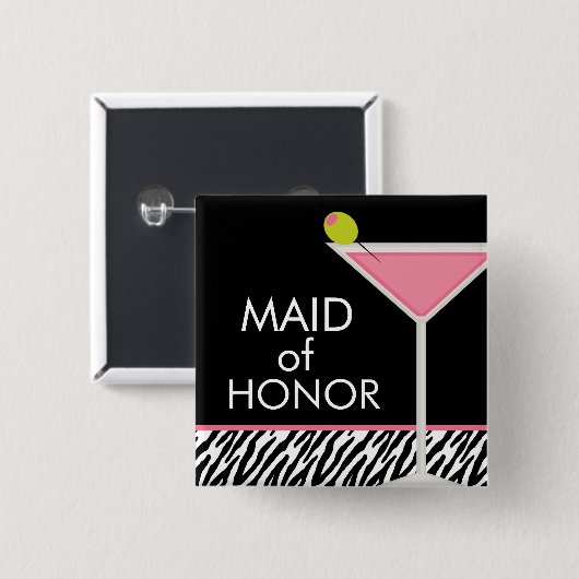 マルティーニおよびシマウマピンクのパターン 缶バッジ (正面&裏面)