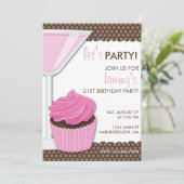 マルティーニとカップケーキ21歳の誕生日 招待状 (スタンド正面)