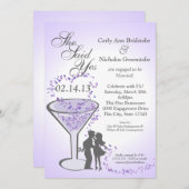 マルティーニとハート婚約パープル 招待状 (正面/裏面)