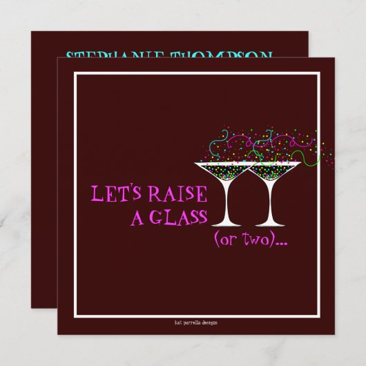 マルティーニのカクテルの誕生日のパーティの招待状 招待状 (正面/裏面)