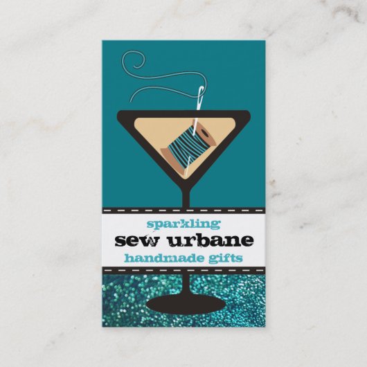 マルティーニのガラス針の糸の裁縫のフェイクなグリッター 名刺 (正面)