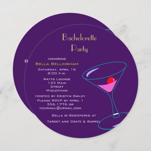 マルティーニのバチェロレッテの招待状 招待状 (正面/裏面)