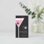 マルティーニのピンクのガラスオリーブ色の専門のバーテンダー 名刺 (スタンド正面)