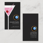 マルティーニのピンクのガラスオリーブ色の専門のバーテンダー 名刺 (正面/裏面)