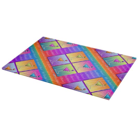 マルティーニのポップアートのガラスまな板 カッティングボード (角)