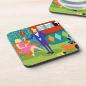 マルティーニのレトロのカップルの堅いプラスチックコースター コースター (左側)