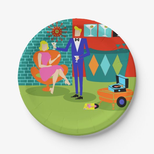 マルティーニのレトロのカップルの紙皿 ペーパープレート (正面)