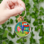 マルティーニのレトロのカップル円形のKeychain キーホルダー (手)