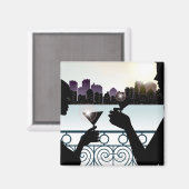 マルティーニの眼鏡を掛けたカップルのシルエット マグネット (正面/裏面)