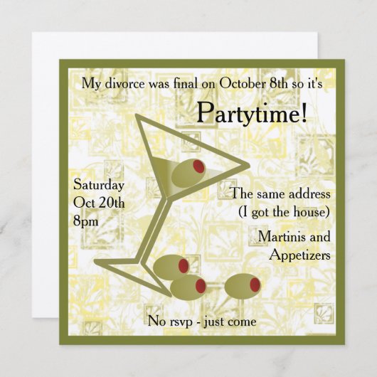 マルティーニの離婚のパーティの招待状 招待状 (正面/裏面)