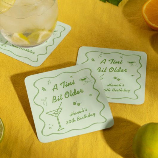 マルティーニをテーマにした誕生日パーティー スクエアペーパーコースター