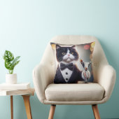 マルティーニカクテルを添えたタキシード猫 クッション (椅子)