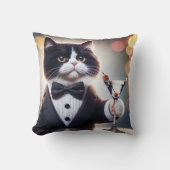 マルティーニカクテルを添えたタキシード猫 クッション (正面)