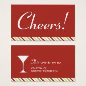 マルティーニカクテルレッドホリデーパーティードリンクチケット (正面&裏面)