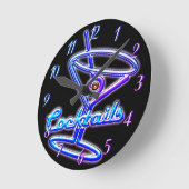 マルティーニカクテルレトロネオンルックサインヴィンテージバー ラウンド壁時計 (傾斜)