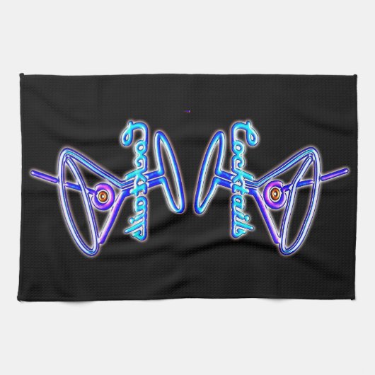 マルティーニカクテルレトロネオン徴候ヴィンテージバー キッチンタオル (横)