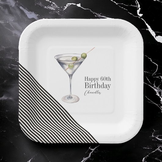 マルティーニカクテル60thバースデーパーティー紙プレート ペーパープレート