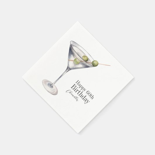 マルティーニカクテル60th誕生日パーティー スタンダードカクテルナプキン (角)