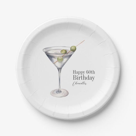 マルティーニカクテル60th誕生日パーティー ペーパープレート (正面)