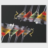 マルティーニガラスのカラフルなカクテル ラッピングペーパー (フラット)