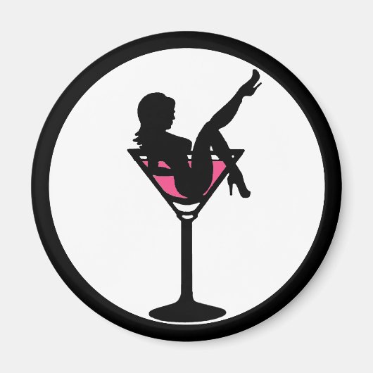 マルティーニガラスの女の子シルエットシンプルマグネット マグネット (正面)