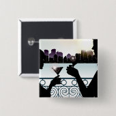 マルティーニガラスを焼くカップルのシルエット 缶バッジ (正面&裏面)