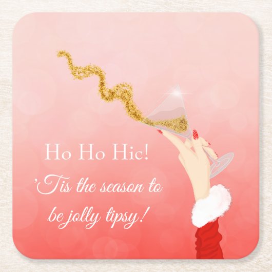 マルティーニガラススパイリングクリスマスグリッターパーティー スクエアペーパーコースター (正面)